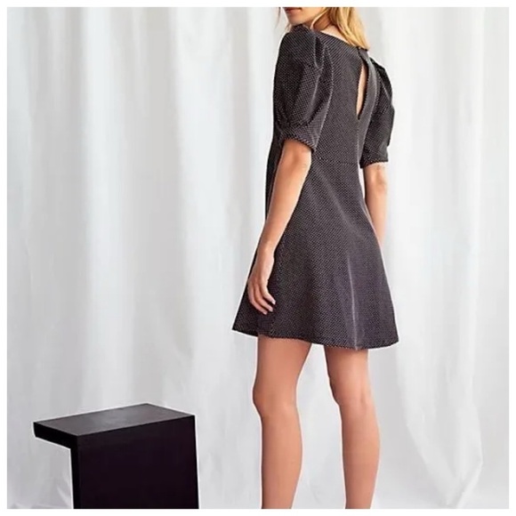 Free People Penelope Black Polka Dot Mini Dress - Picture 2 of 10